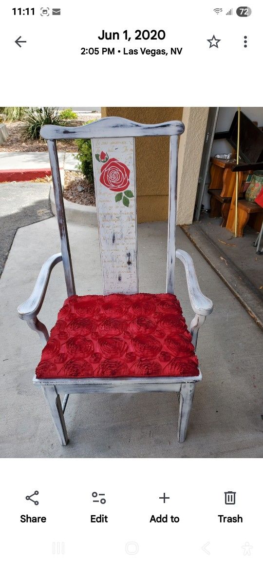 Large Armchair With Roses And French Script