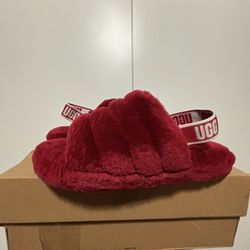 UGG Red Fluff Yeah Slide 