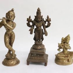 3 Indian Bronze Deity Sculptures 