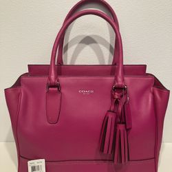 Coach Leather Candace Legacy Carryall Bag Fuchsia Like New 