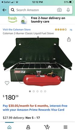 Coleman 2 burner compact gas stove.