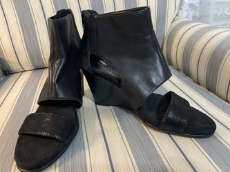 Aerosols Black Leather Open Toe Shoe Booty 8 1/2 Med