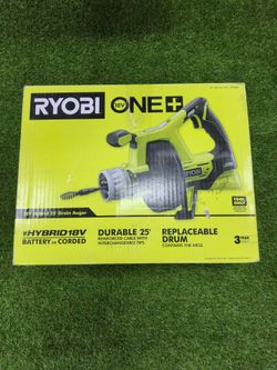 Ryobi 18V Hybrid 25' Drain Auger Tool Only