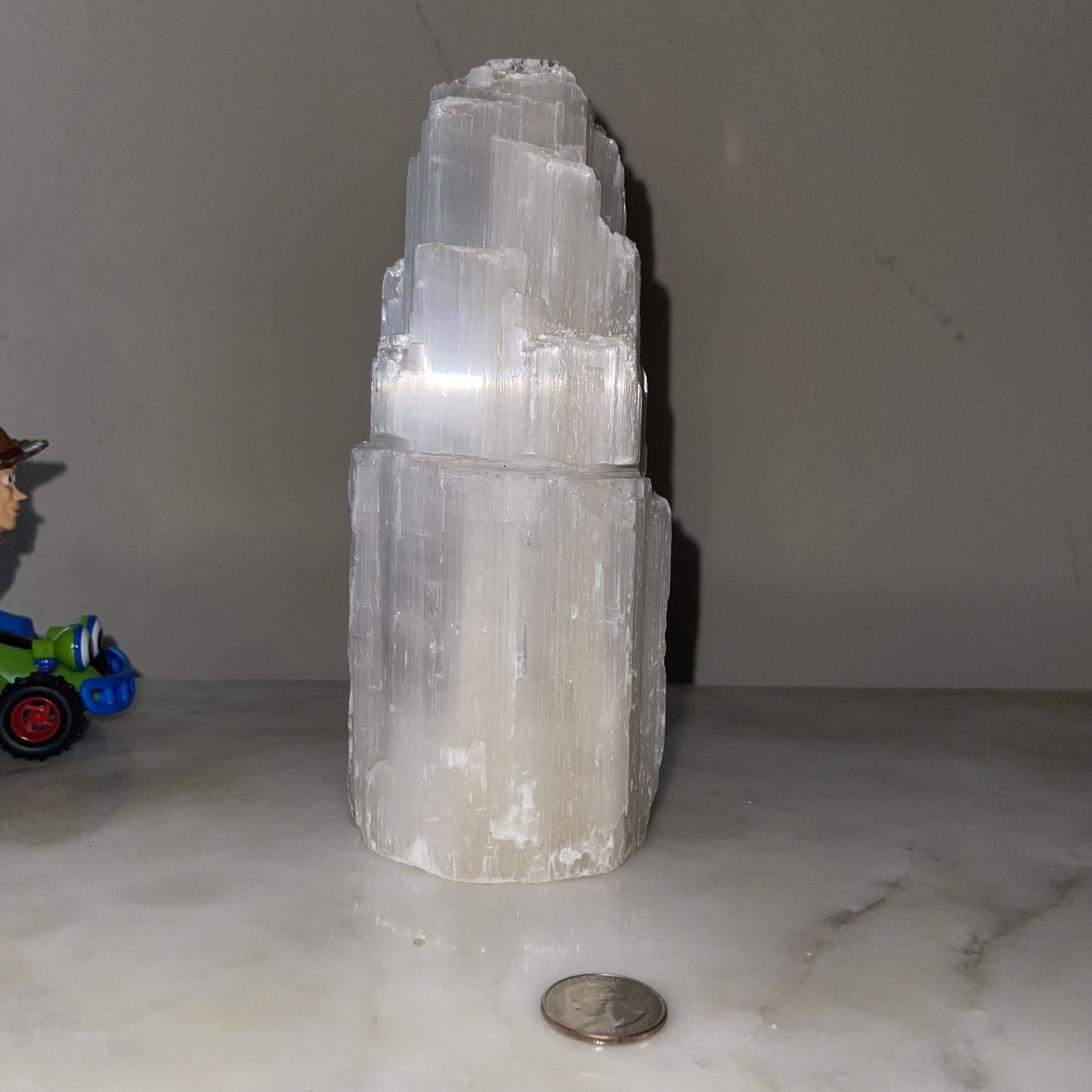 Large Selenite Tower With Hollow Center For Lamp 