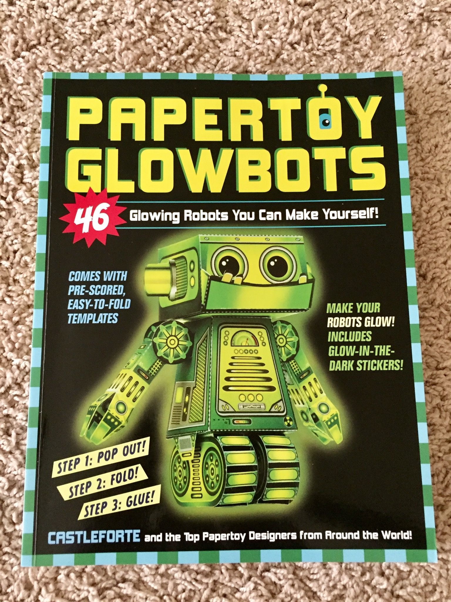 Paper Toy Glowbots - 45 Cool Cardboard Robots - Glow In The Dark