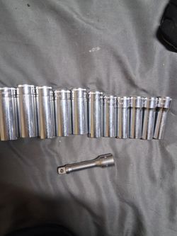 ICON 3/8 DRIVE DEEPWELL SOCKET SET W/2 3/8 DR EXTENSIONS