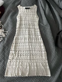Nicole Miller Cream Crochet sheath Maxi Dress