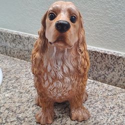 Vintage Honey Brown Cocker Spaniel Resin Statue 