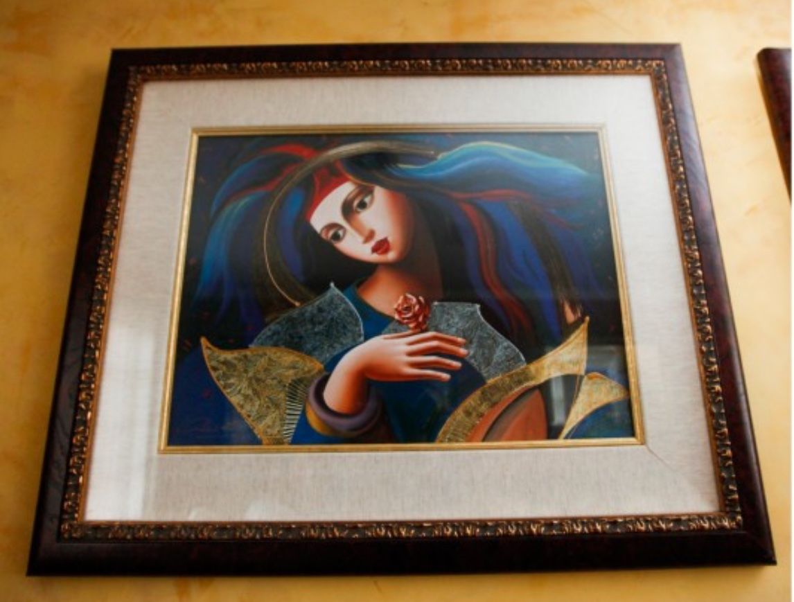 OLEG ZHIVETIN LIMITED EDITION MODERN ABSTRACT PAINTING “WOMAN OF THE HOUSE" #70/125