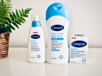 New Cetaphil 3-Piece Skincare Bundle (Cleanser, Body Wash, Soap)