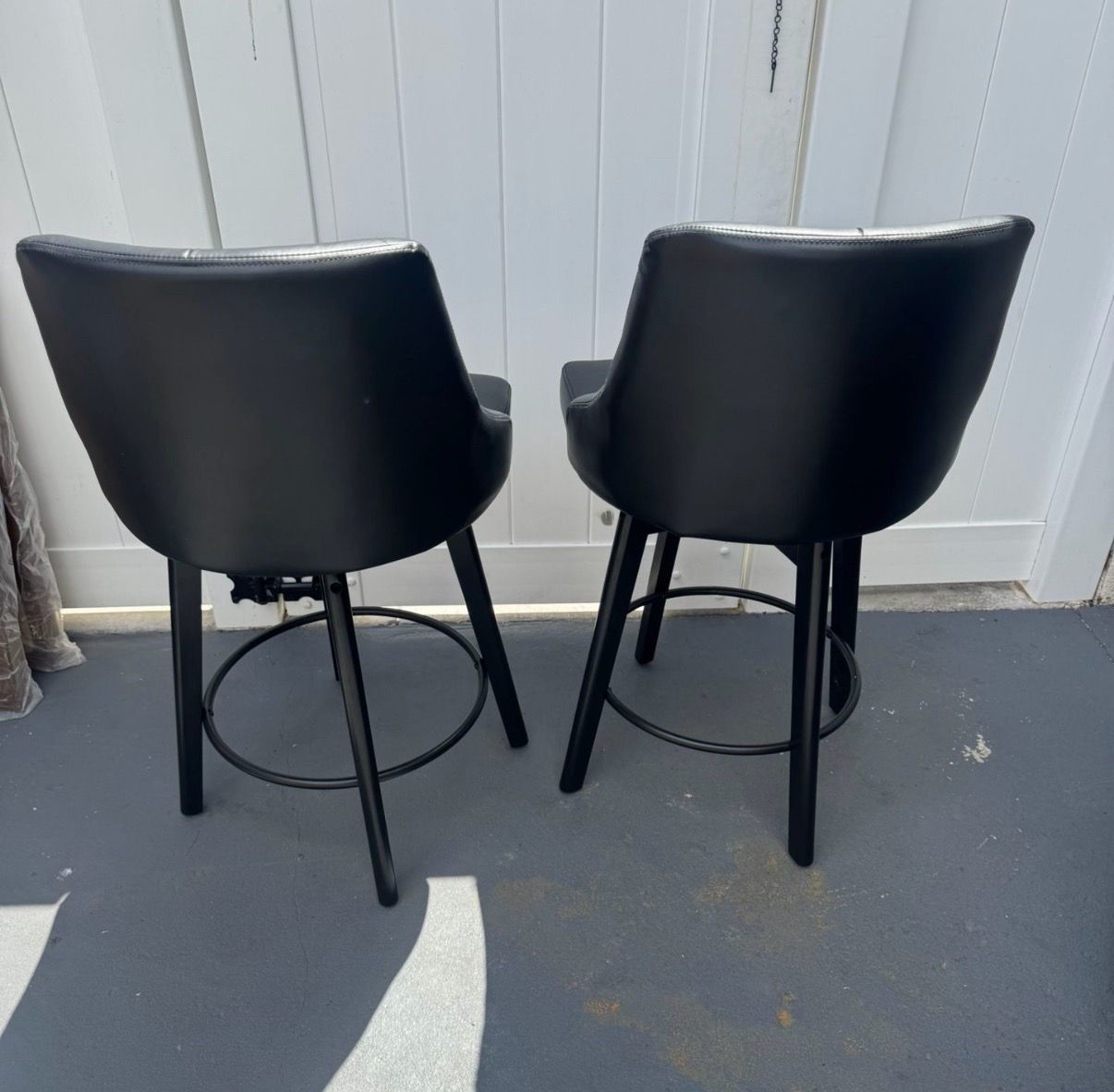 Bar Stools with Backs, 24" Counter Height Bar Stools Set of 2, PU Leather Upholstered Counter Barstools with Solid Wood Legs for Kitchen Island, Home