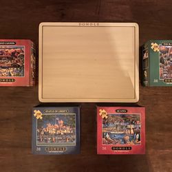 🧩 New 4 Dowdle Wooden Puzzles 250 pcs Each Grand Canyon Statue of Liberty Acadia The Black Hills