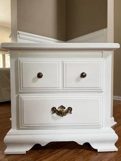Rustic White 2-Drawer Nightstand  | Rustic Vintage Style