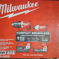 Milwaukee M18 Compact HammerDrill/Impact Combo Kit New
