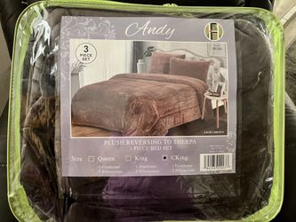 Brown Plush 3 Piece Bed Set