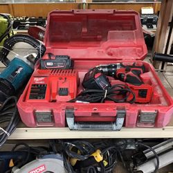 Milwaukee  18v Drill/ Driver, 2off Brand Batteries And A M12 M18 Charger