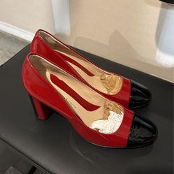 Red Leather Heels (brand New) 7.5 Female