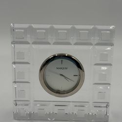 Marquis by Waterford Quadrata Small Clock Crystal Lead Quartz Made In Slovenia 