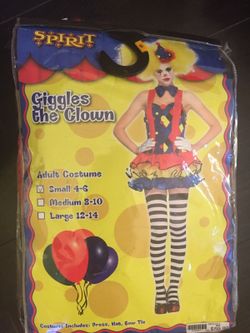 Giggles Clown Halloween Costume adult size 4-6 small
