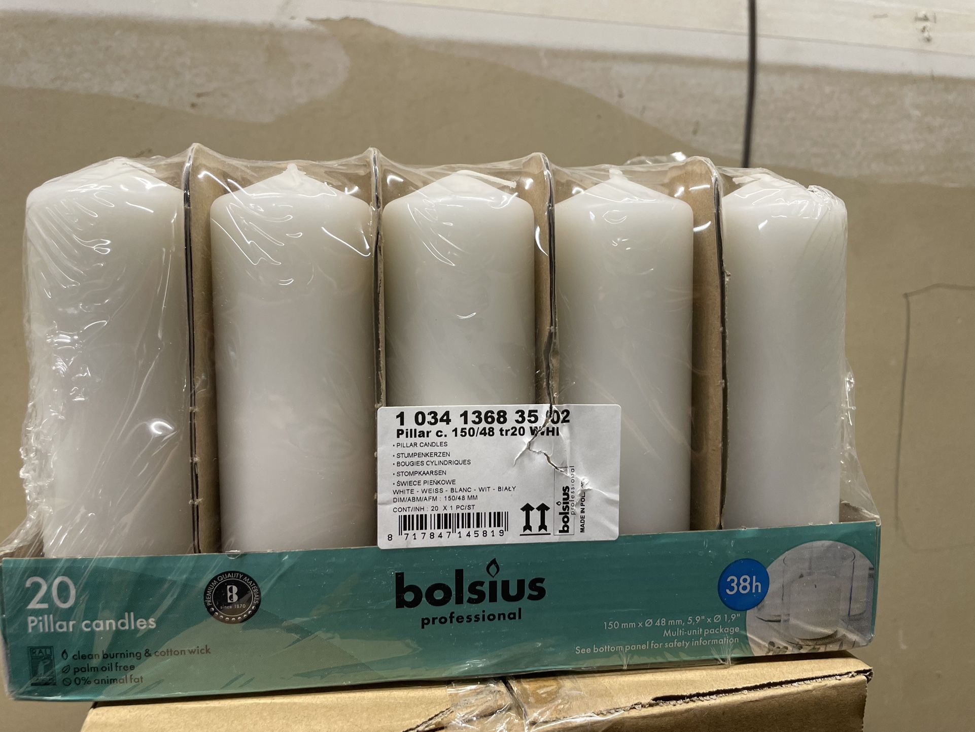 20 Pillar Candles - 5.9”x 1.9”