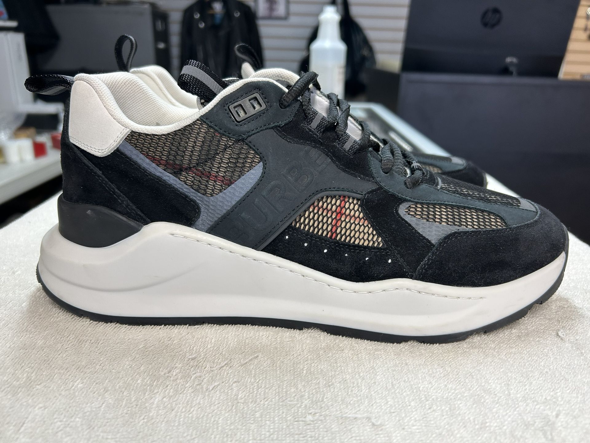 Burberry Black Check Sneakers Size 12