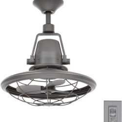 Indoor And Outdoor 18 Inch Natural Iron Oscillating Ceiling Fan With Wall Control
