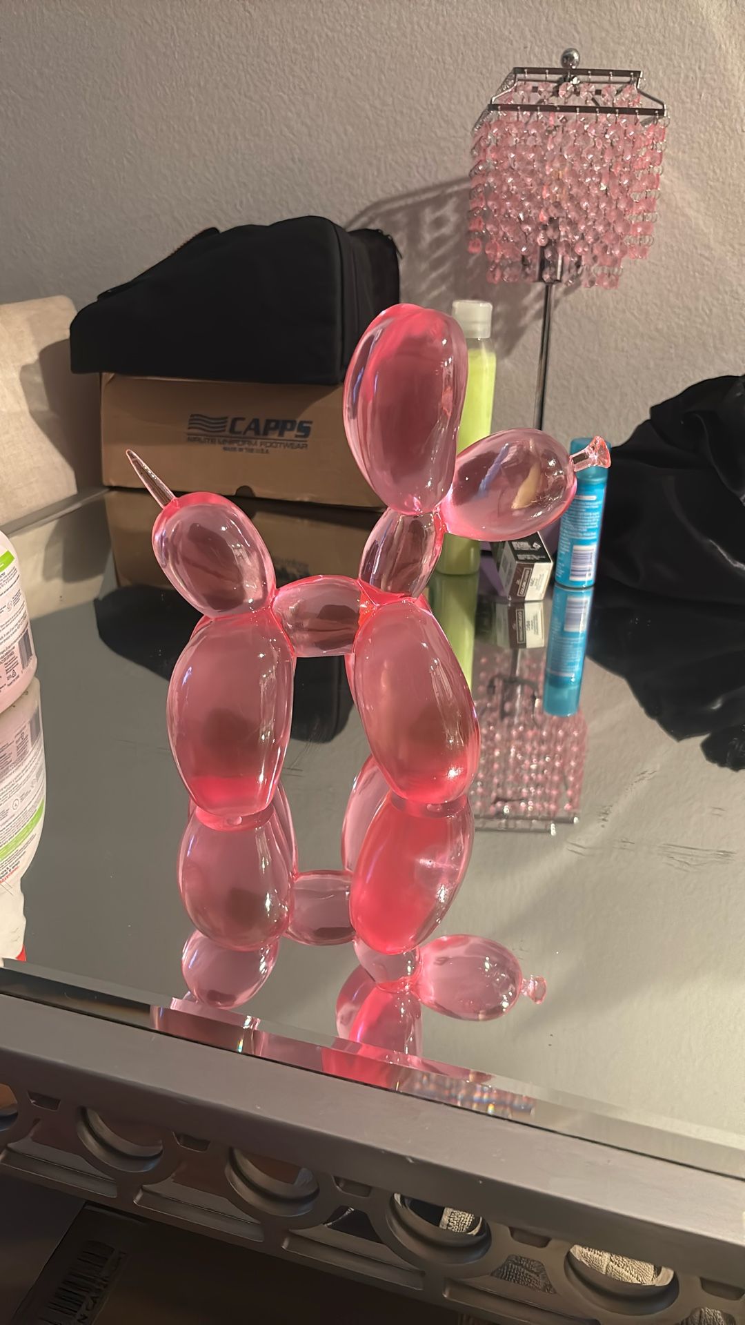 Pink Dog Balloon Statue Decor
