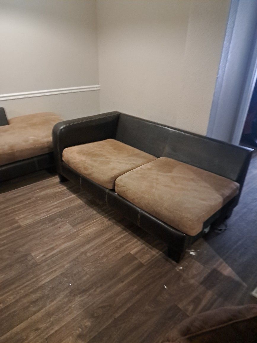 Suede And Leather Sofa And Couch