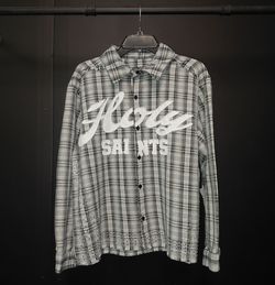 Holy Saints Plaid Flannel Button-Up Shirt