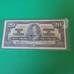1937 Bank of Canada $20 Banknote