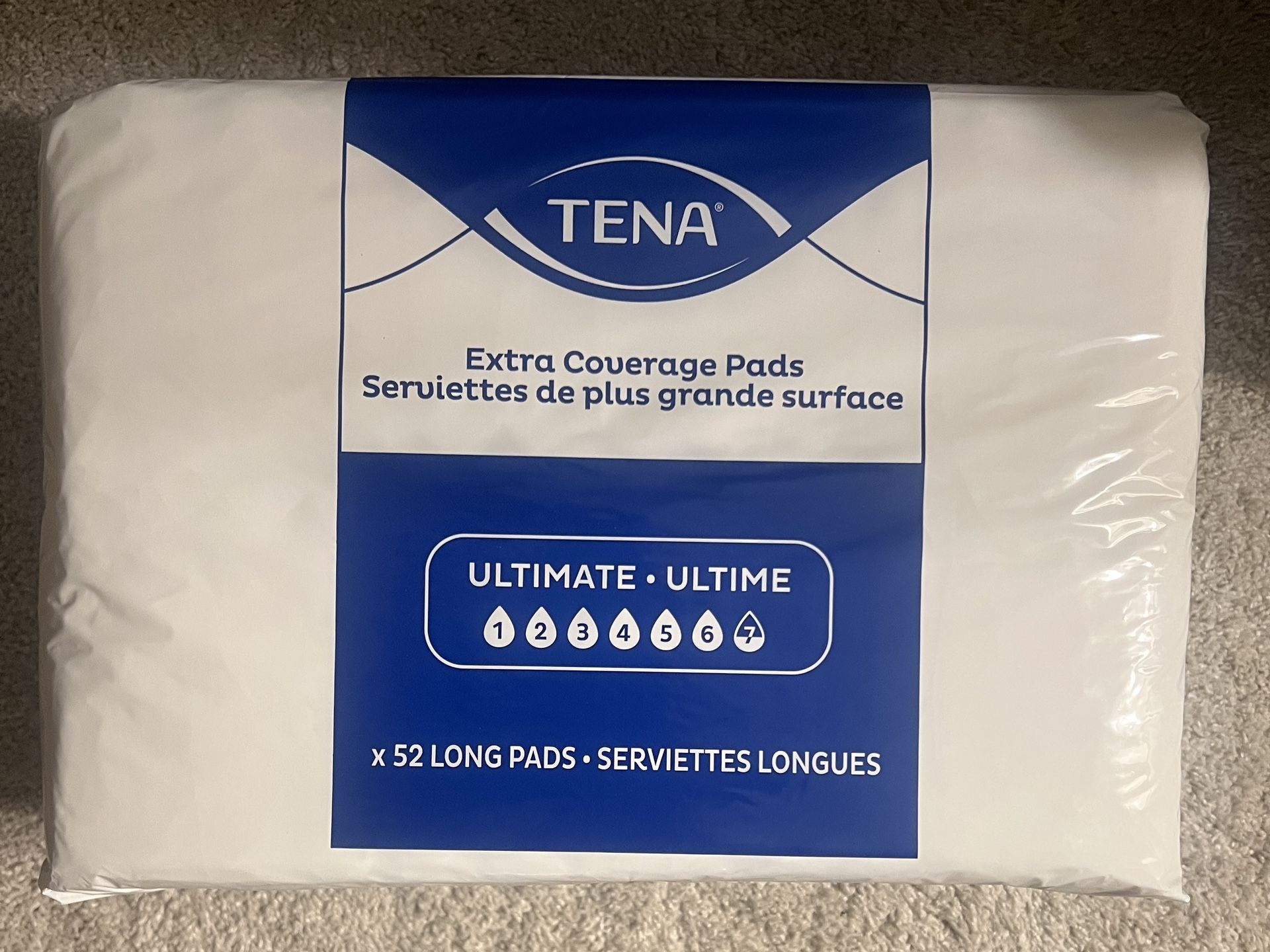 TENA Ultimate Extra Coverage Pads – 52” Long | 1 Box | Incontinence Protection | Adult Care Pads