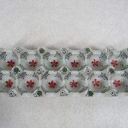 Japanese Style Kitchen Glazed Ceramic 12 Count Egg Holder Tray
