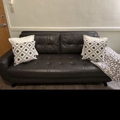 Dark Gray Leather Couch