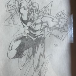 Original Pencil Art the Flash 12x10