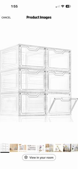 6 Pack Clear Storage Bins with Lids, 19 Qt Closet Organizers and Storage Stackable, Magnetic Doors, Clothes Organizers and Storage, Purse Organizer, C