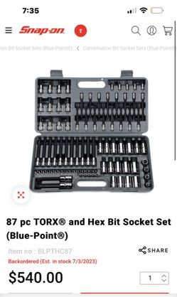 87 Pc TORX® And Hex Bit Socket Set (Blue-Point®)