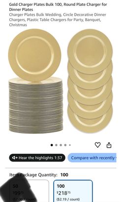Charger plates Gold - 100 pieces