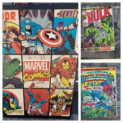 Set of (3) CANVAS Marvel Comic pictures