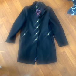 Black Coat With Faux Fur Collar