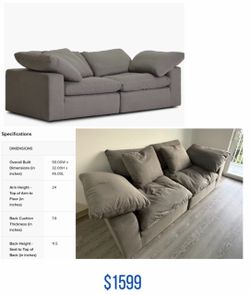 Gray Cloud Modular Sofa 90 Inches