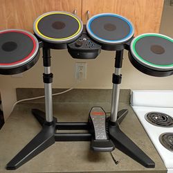 Rock Band Drum Set For Nintendo Wii Includes: Kick Pedal (Dongle Not Included) For Parts Or Repair