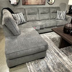 SECTIONAL WITH CORNER CHAISE SOFA -GRAPHITE- [NEW]  [EASY CARE FABRIC]