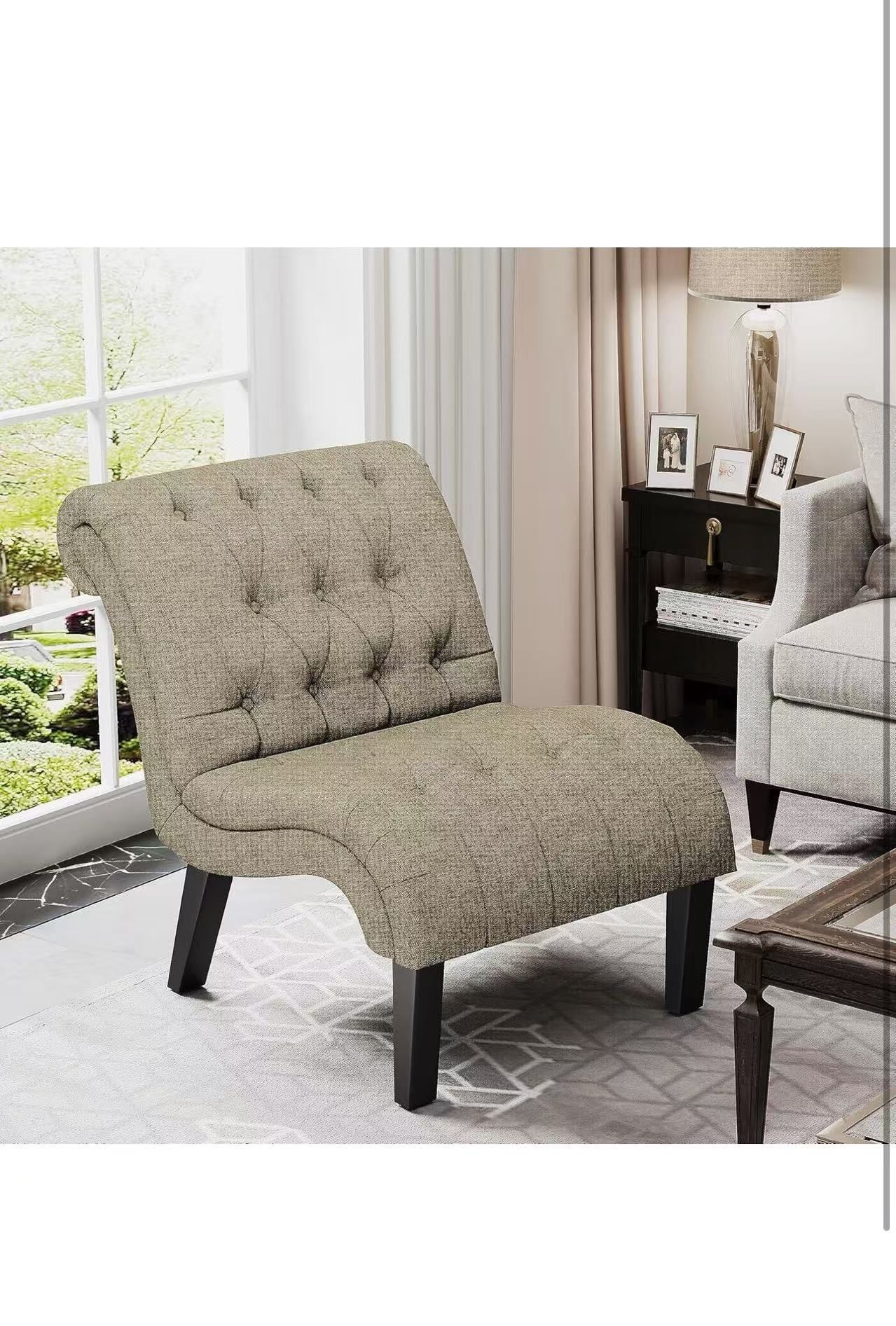 🔥Clearance promotion🔥 Yongqiang Accent Chair for Bedroom Living Room Modern Button Tufted Upholstered Armless Corner Chair with Wood Legs $ 50