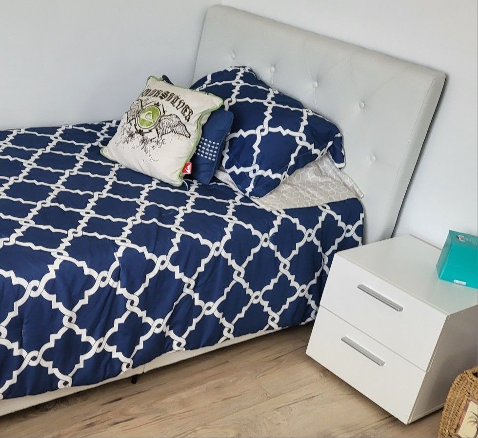 Twin Bed With Mattress And Night Stand And Desk
