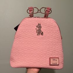 Loungefly Disney rose gold with double zipper mini backpack