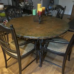 Hammered Copper Dining Table and Chairs 