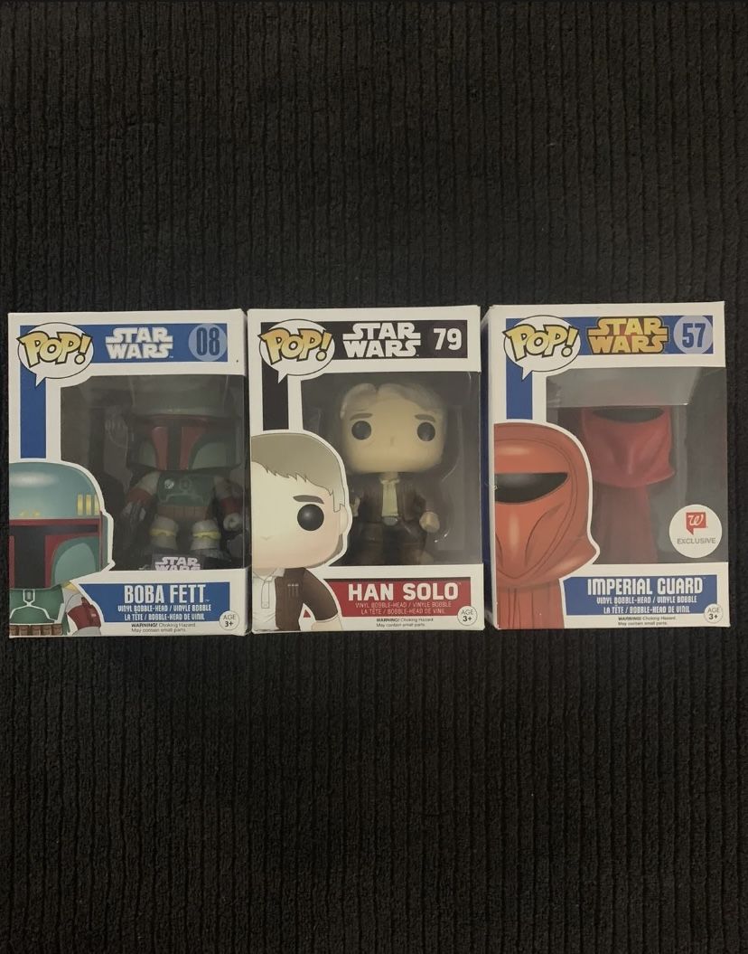 Funko Pop Star Wars lot of 3 Boba Fett Han Solo Imperial Guard