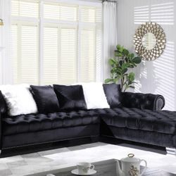 New Large Velvet Sectional 125x90 (black,blue,grey)