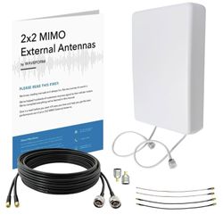 MIMO Panel Antenna Kit by Waveform | +9 dBi Gain MHz | for 3G, 4G LTE, 5G Modems, Routers, & Cell Boosters |lTS9, SMA, U.FL Adapters (Wall Mount Kit w
