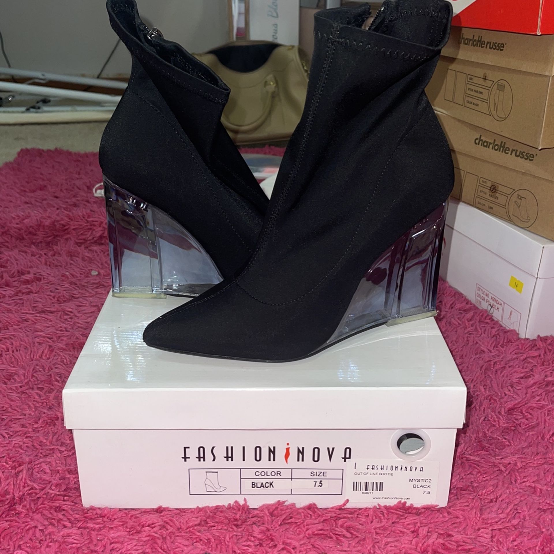 Black Booties Wedge Heel